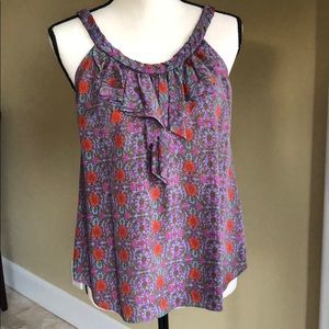 Rebecca Taylor Ruffle Silk Tank Top Size 0